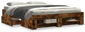 Estrutura de cama s/ colchão derivados madeira carvalho fumado