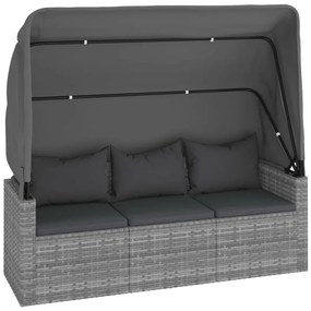 4 pcs conjunto sofás de jardim c/ almofadões vime PE cinzento