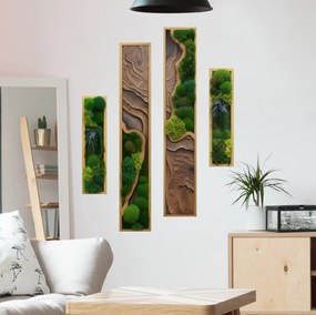 Autocolante Tríptico (4pcs) - Vertical Contraste Musgo e Madeira