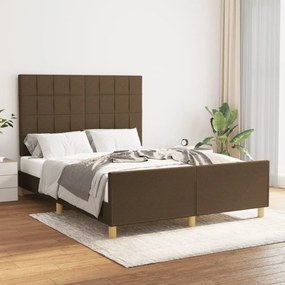 Estrutura de cama sem colchão 140x190 cm tecido castanho-escuro