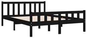 Estrutura de cama 140x190 cm madeira maciça preto