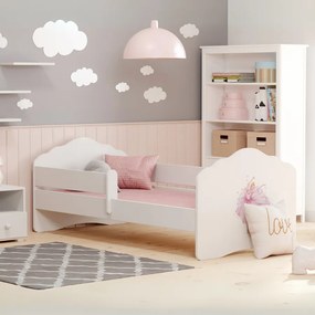Cama infantil Wave princesa 160x80 com grades branca - colchão e estrado incluído