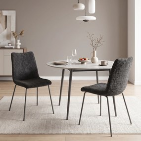 Conjunto de 2 Cadeiras de Sala de Jantar,(MESA NÃO INCLUIDA) 57 x 45 x 89 cm, Encosto Curvo, Cinzento Escuro