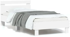 Estrutura de cama com cabeceira e luzes LED 90x200 cm branco