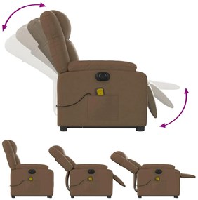 Poltrona elétrica elevatória massagens tecido castanho