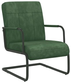 Cadeira cantilever veludo verde-escuro
