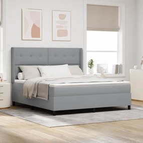 Cama Box Spring com Colchão Cinza Claro 180x200 cm Tecido