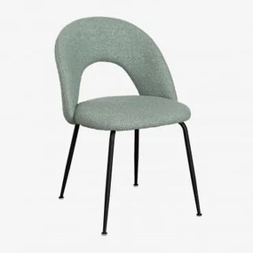 Cadeira De Jantar Em Borreguito Glorys Verde Abeto & Negro - Sklum