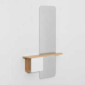 Consola De Entrada 80x120 Cm Em Mdf Com Espelho Varna Branco - Castanho Madeira - Sklum