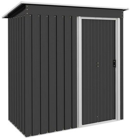 Outsunny Abrigo de Jardim Exterior 1,5 m² 163x89x182 cm Abrigo Metálico para Ferramentas com Porta de Correr e Teto Inclinado Preto