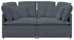 Sofá modular com almofadas veludo cinzento-escuro