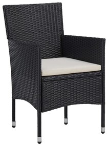 3 pcs conjunto de jantar para jardim preto