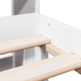 Cama com estante sem colchão 135x190 cm pinho maciço branco
