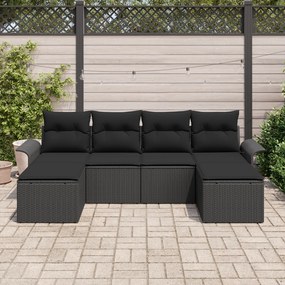 Conjunto de Sofá de Jardim Conjunto de 5 Preto