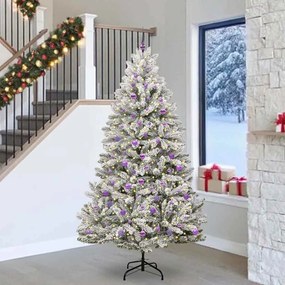 vidaXL Árvore de Natal Artificial Verde e Branco 240 cm PVC e Metal