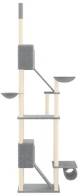 Árvore gatos altura ajustável chão-teto 277-303 cm cinza-claro