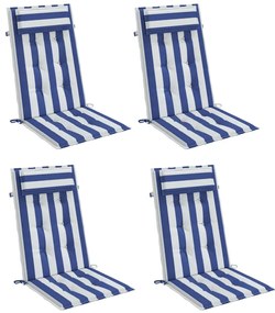 Almofadões cadeira encosto alto 4 pcs tecido oxford azul/branco