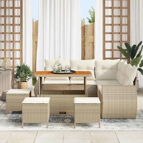 vidaXL Conjunto de Sofá de Jardim 9 pcs bege e creme 110 x 55 x 71 cm