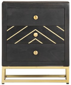 Mesa de cabeceira 40x30x50 cm mangueira maciça preto e dourado