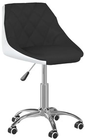 vidaXL Cadeira de jantar giratória couro artificial preto e branco