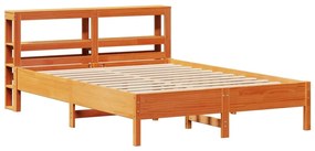 Cama sem colchão 140x190 cm pinho maciço castanho-mel