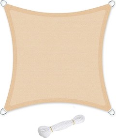 Toldo vela quadrado de 3 x 3 m em HDPE amarelo areia