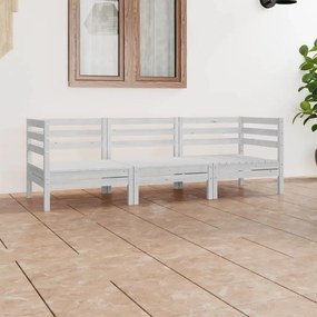 vidaXL 3 pcs conjunto lounge de jardim pinho maciço branco