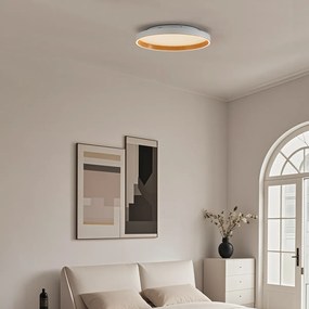 Plafon de design branco com madeira 60cm incl. LED interruptor de 3 níveis - Ingo
