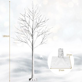 Árvore de Natal artificial de 180 cm com ramos de bétula e 96 luzes LED Mini Árvore decorativa branca
