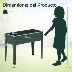Floreira Elevada, 60 x 27 x 45 cm, Estrutura Metálica, Verde
