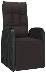 7 pcs conjunto de jantar p/ jardim c/ almofadões vime PE preto