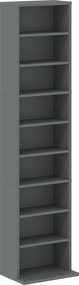 HOMCOM Arrumação para CD e DVD 9 compartimentos e 6 prateleiras ajustáveis capacidade máx. 260 CD/120 DVD 33 x 24 x 140 cm cinzento | Aosom Portugal