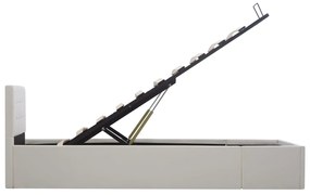 Cama hidráulica c/ arrumação 90x200cm couro artificial branco