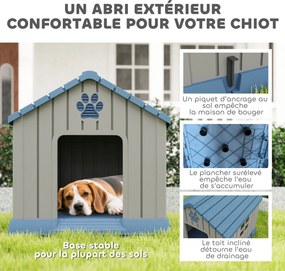 Compartimento aberto para cães de exterior, com aberturas de ventilação e piso elevado, 85 x 79 x 82 cm, azul