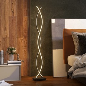 Candeeiro de pé para sala de estar, com 3 níveis de luminosidade reguláveis, espiral dupla e interruptor de pé, preto