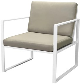 4 pcs conjunto lounge de jardim c/ almofadões aço branco