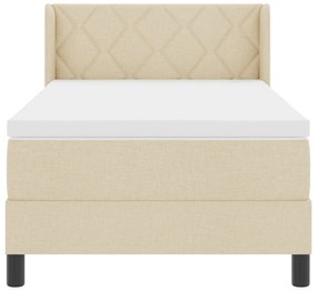 Cama Box Spring vidaXL com Colchão Creme 90x190 cm Tecido, Cabeceira v