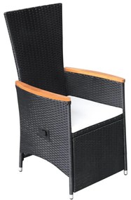 5 pcs conjunto de jantar para jardim preto