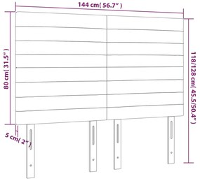 Cabeceira de cama c/ LED veludo 144x5x118/128 cm cinza-escuro