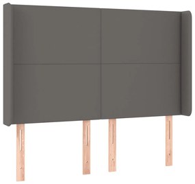 Cabeceira cama c/ LED couro artif. 147x16x118/128 cm cinzento