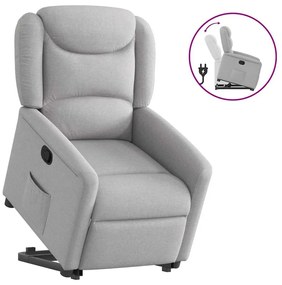 vidaXL Poltrona reclinável elevatória tecido cinzento-nublado