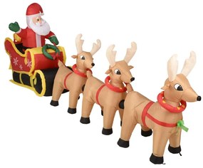 Ambiance Pai Natal com trenó insuflável e luz LED 340 cm
