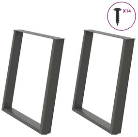 Pés para mesa de jantar em formato de U, 2 peças, antracite, 80x(72-73