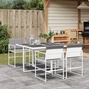 vidaXL 5 pcs conj. de jantar p/ jardim c/ almofadões textilene branco