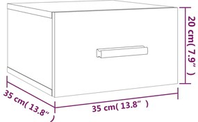Mesas de cabeceira parede 2 pcs 35x35x20 cm cinza cimento