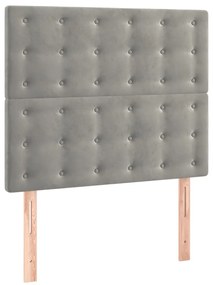 Cama boxspring c/ colchão 120x200 cm veludo cinzento-claro