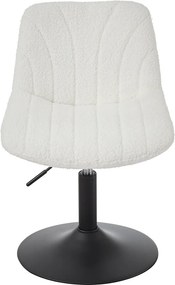 Banco para toucador com altura ajustavel 46,5 x 43 x (65,5-77,5) com tecido sherpa branco creme