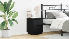 vidaXL Mesa de Cabeceira com Luzes LED Preta 39x34,5x50 cm