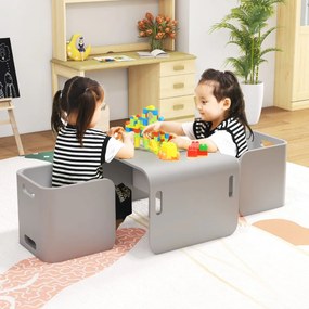 Mesa e cadeiras para crianças com tampo espesso e superfície lisa para casa, escola, jardim de infância 68,5 x 40 x 50 cm Cinzento
