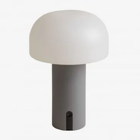 Lâmpada De Mesa Led Sem Fios Em Polietileno E Ferro Jadzia Cinza - Sklum